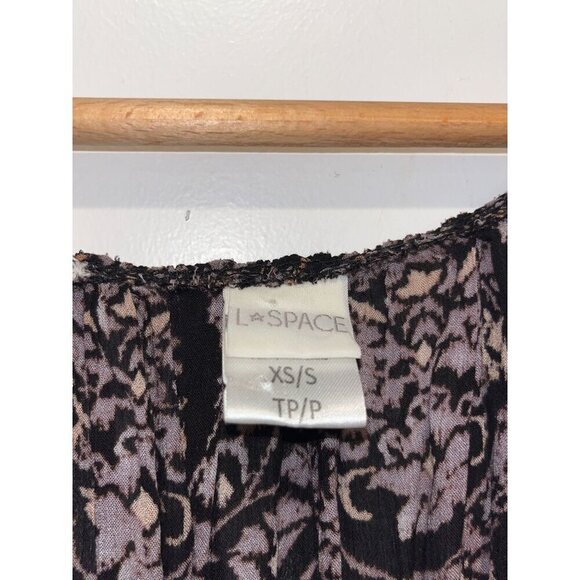 L*Space Black Floral Sleeveless Boho Print Flowy Mini Dress Women's Size XS/S - Picture 5 of 9